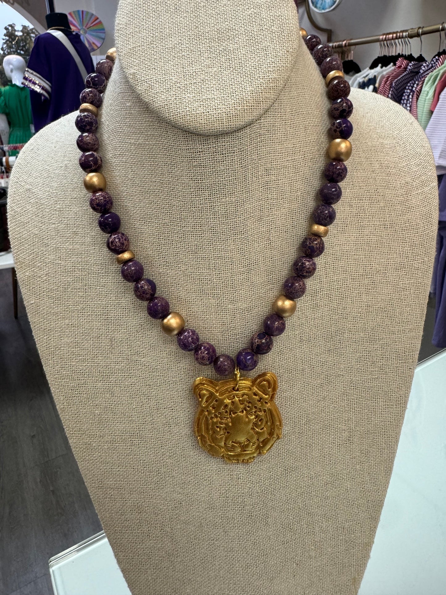 Lapis Tiger Head Necklace