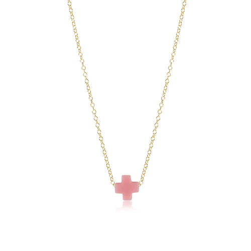 Enewton Egirl 14" Necklace Signature Gold Cross - Pink
