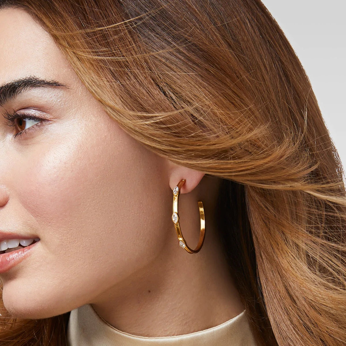 Julie Vos Monaco Crystal Gold Hoop
