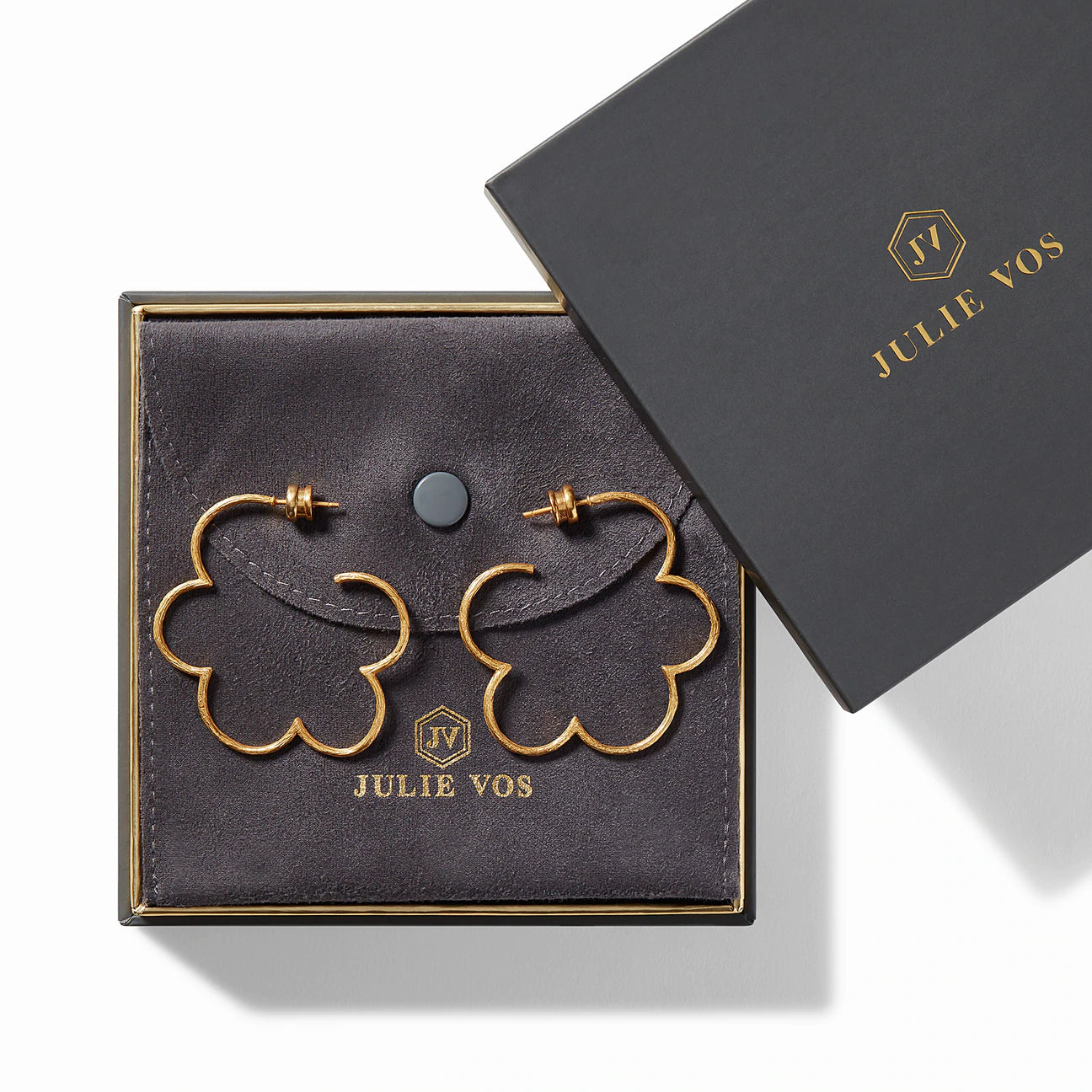 Gardenia Textured Gold Hoop