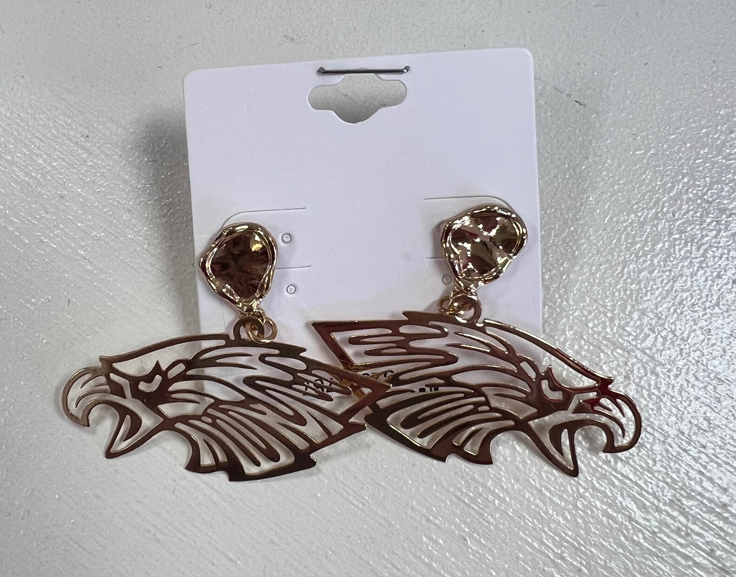 Gold Eagle Head Earrings