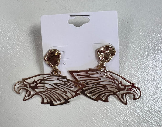Gold Eagle Head Earrings