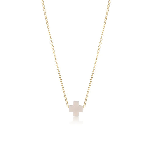 Enewton Egirl 14" Signature Cross Necklace - Off White