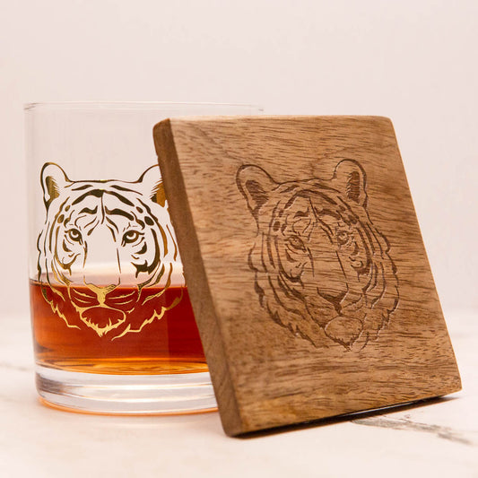 Tiger Whiskey Glass