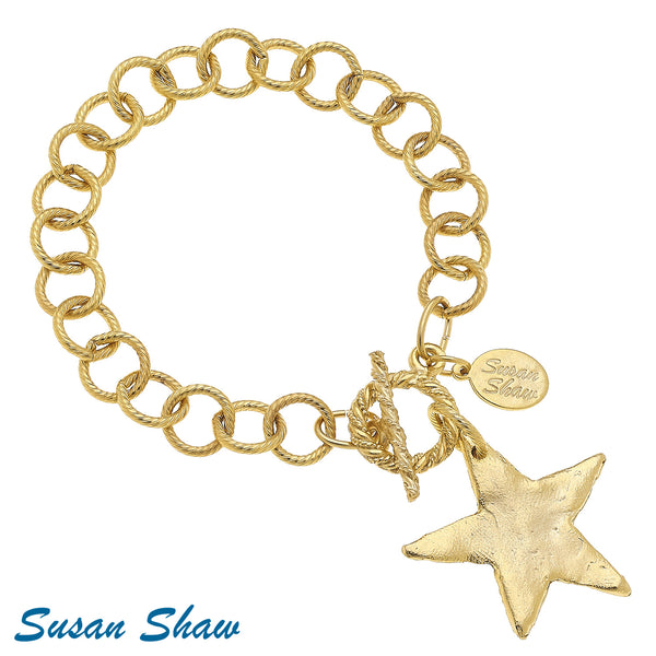 Gold Star Chain Toggle Bracelet