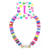 Kids Rubber Disc Initial White Block Bracelet