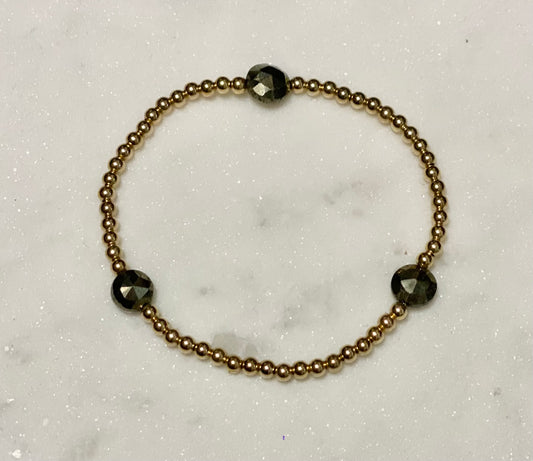 eNewton admire gold 3mm bead bracelet - gemstone